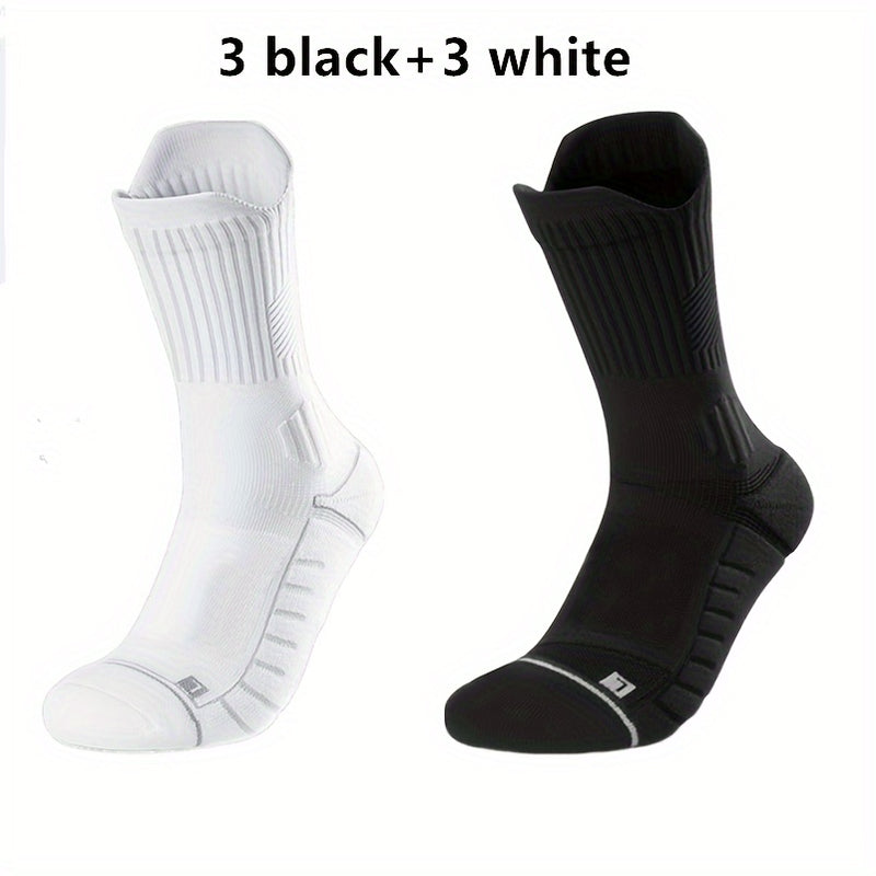 3/6/10 Double Large Size Thick Autumn And Winter Warm Pressure Relief Shockproof Non-Slip Sports Socks for Basketball, Football, Running, And Hiking for Men