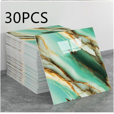 30pcs Marble Wall Stickers - Self-Adhesive Foam Panels, Thickened Design Vinyl Wallpaper for Bathroom, Living Room, Kitchen, Bedroom Renovation - Easy Peel & Stick Home Decor, Wall Stickers for Walls, Kitchen Makeover, Elegan