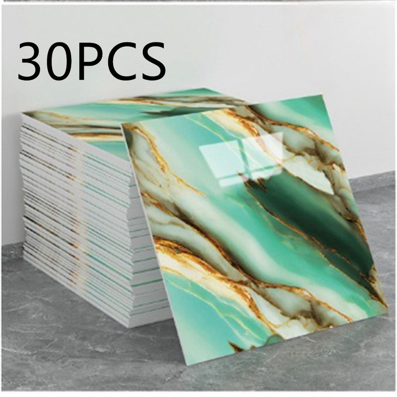 30pcs Marble Wall Stickers - Self-Adhesive Foam Panels, Thickened Design Vinyl Wallpaper for Bathroom, Living Room, Kitchen, Bedroom Renovation - Easy Peel & Stick Home Decor, Wall Stickers for Walls, Kitchen Makeover, Elegan