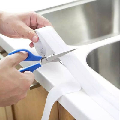 1 Roll (5m/16.4ft) Super Sticky Waterproof Self-Adhesive Seal Strip Tape - Heavy Duty, No Tools Needed, for Bathroom, Kitchen, Toilet, Sink, Shower, Bathtub, Appliances - Leakproof, Dustproof - Ideal for DIY &, Home Improveme