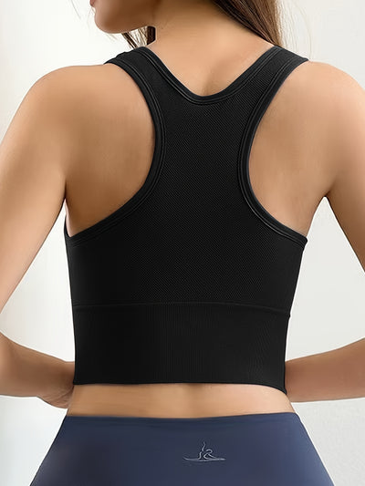 Women's Racerback Sports Bra, Wireless Seamless Comfort, High-Support For sporty Running Fitness, Athletic Tank Crop Top