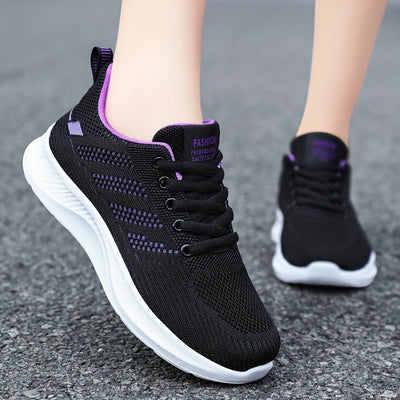 Women's Breathable Mesh Sneakers, Casual Lace Up Outdoor Shoes, Comfortable Low Top Sport Shoes
