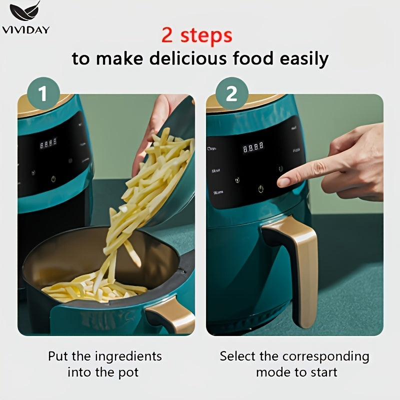 British household air fryer intelligent touch display screen electric fryer suitable for roasted chicken, french fries, chicken wings large capacity electric fryer kitchen air fryer