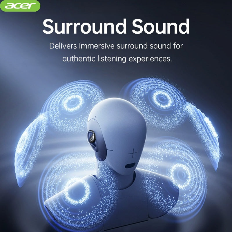 Acer TWS Wireless Headphones with Noise Cancelling, In-Ear Design, Lightweight Touch Control, Long Battery Life, HIFI Sound, Compatible with Mobile Phones, Tablets, And Laptops