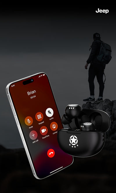Jeep JP EW112 TWS Wireless Earbuds - Stereo Sound, HD Call Quality, Touch Control, Rechargeable Lithium Battery, USB Type-C Charging, Compatible with Cellphones, Ideal for Gaming & Music, Wireless Earbuds | Modern Earbuds | T