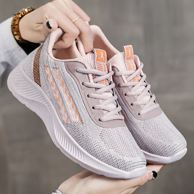 Women's Breathable Mesh Running Shoes, Lightweight Low-Top Casual Sports Sneakers with Lace-Up Closure, Fabric Upper and PU Sole