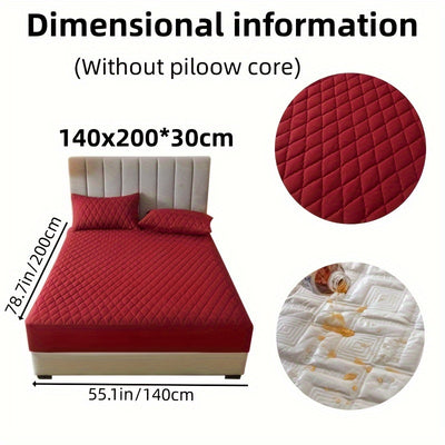 2/3pcs Set of Quilted Waterproof Bed Cover in Multiple Colors, Waterproof Mattress Protector, Bed Cover And Pillowcase Set, Non-Slip Full Coverage Bed Cover.