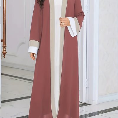 Women'S Elegant Islamic Abaya Dress - Long Sleeve Open Front Maxi Robe, Formal & Everyday Muslim Gown, All-Season Modest Islamic Clothing for Ramadan, Travel, Home - Elegant Religious Attire, Muslim Dress, Modest Apparel, Sop