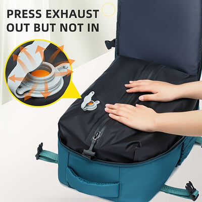 LONNKE Vacuum Compression Backpack - Airline Approved Carry-On (Fits in overhead bin), Heavy-Duty Compression Zipper, Spacious Travel & Business Backpack with Laptop Compartment, Water Bottle Pocket, Adjustable Shoulder Strap