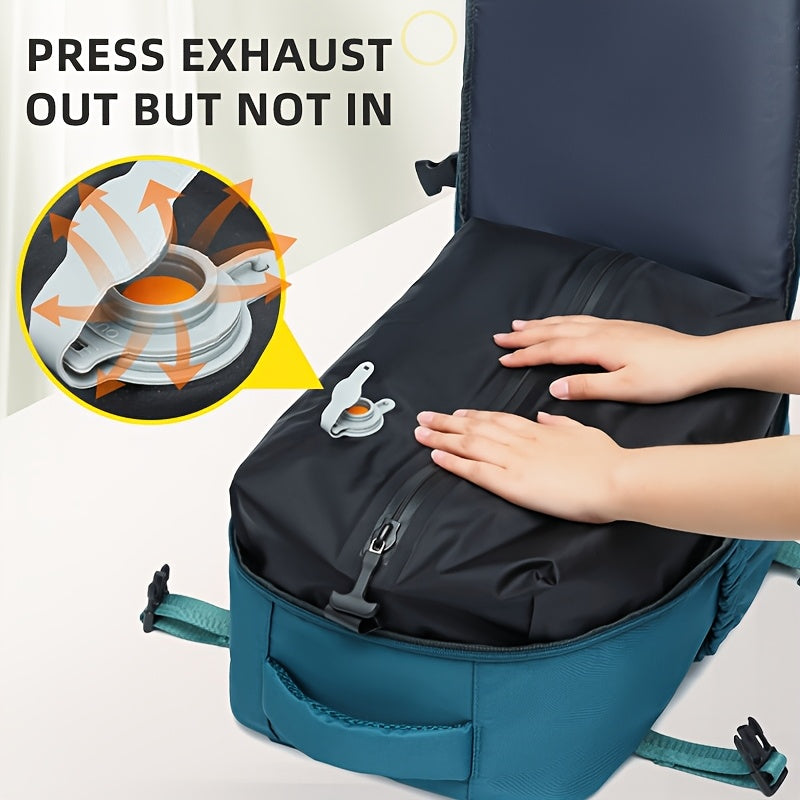 LONNKE Vacuum Compression Backpack - Airline Approved Carry-On (Fits in overhead bin), Heavy-Duty Compression Zipper, Spacious Travel & Business Backpack with Laptop Compartment, Water Bottle Pocket, Adjustable Shoulder Strap