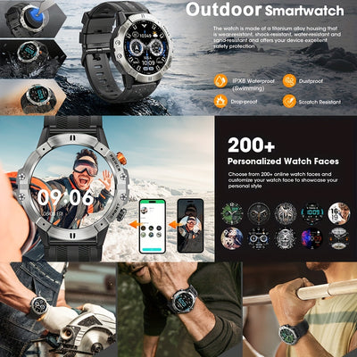 [Smart Watch] 1.52" Synwoo Smart Watch, Touchscreen Outdoor Sports Watch | 410mAh Battery, Pedometer, 100+ Exercise Modes, Camera Control, Weather Forecast, Swimming Mode, Black Strap, Outdoor Fitness Gear