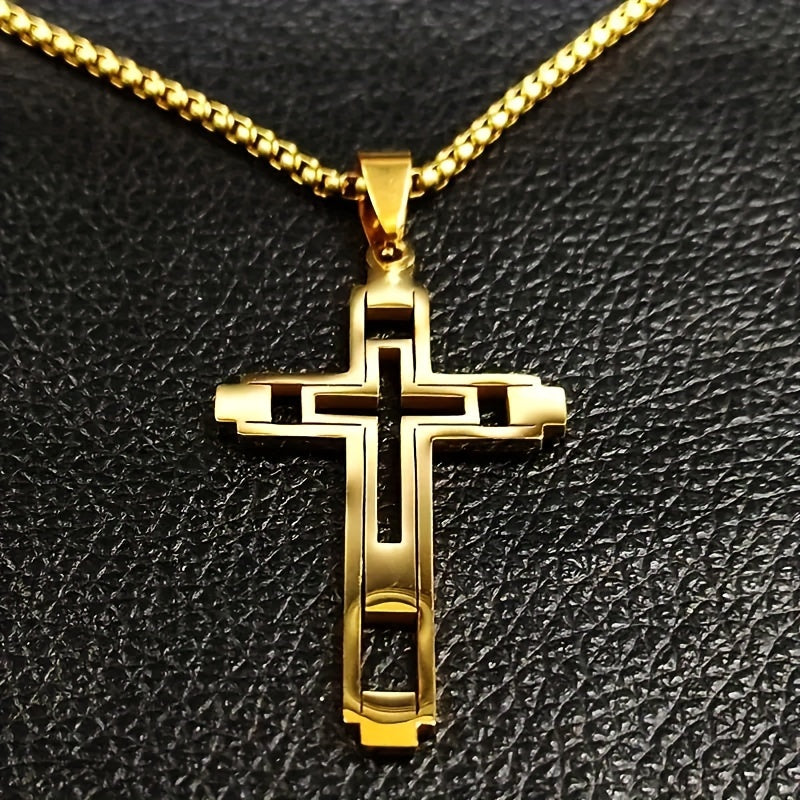 1pc Stainless Steel Cross Pendant Men&