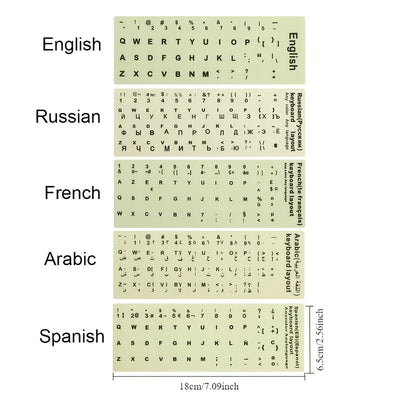 1pc Glow-in-the-Dark Keyboard Sticker for Mechanical Keyboards - Russian, Spanish, French, English - PE Material, Easy to Apply & Remove, Adapts to Multi-Language Typing Needs, Keyboard Customization|Glowinthedark Sticker|Dur