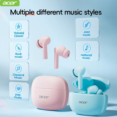 ACER OHR504 Wireless Headphone, Super Long Standby, Wireless Earphone Hi-Fi Stereo Sound, Smart Call Noise Cancellation, Gaming Mode Low Latency,  Comfortable Fit for Travel, Sports, Work, Study, Game, Multi-Device, Ideal Chr