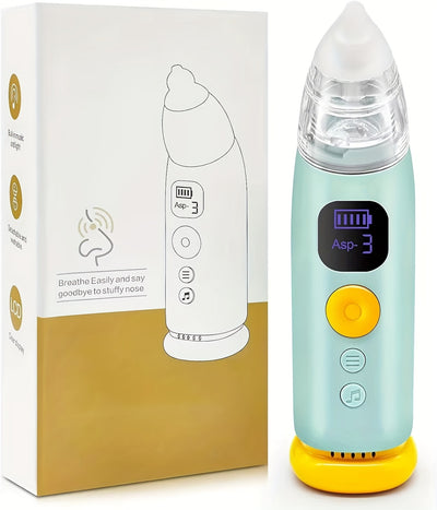 1pc Portable Electric Baby Nasal Cleaner - Soothing Music and Soft Lighting - 3 Adjustable Suction Levels, 3 Soft Silicone Tips, to Clear Nasal Mucus, Suitable for Home Use