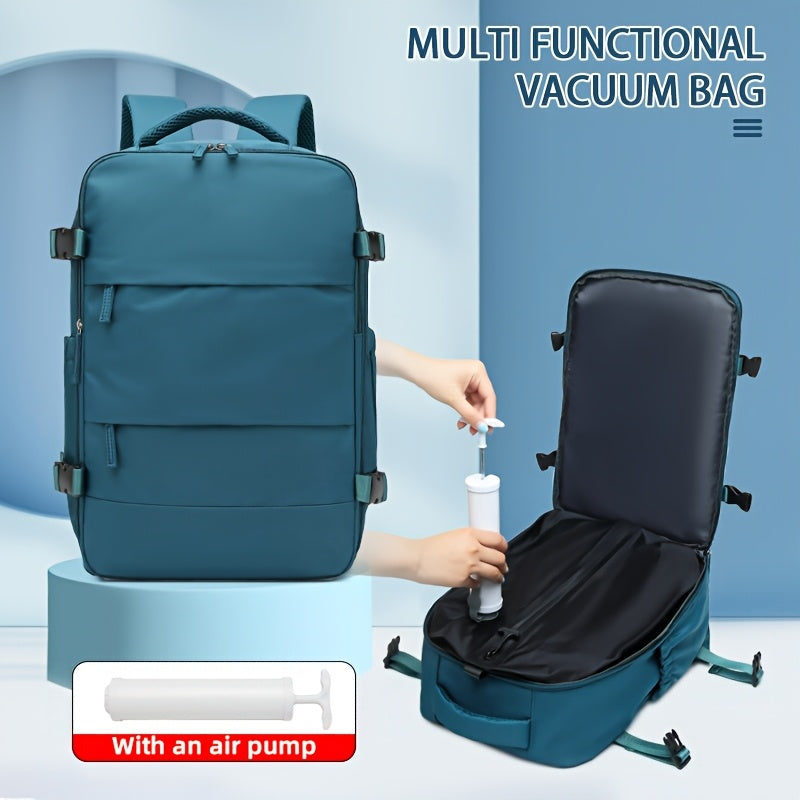 LONNKE Vacuum Compression Backpack - Airline Approved Carry-On (Fits in overhead bin), Heavy-Duty Compression Zipper, Spacious Travel & Business Backpack with Laptop Compartment, Water Bottle Pocket, Adjustable Shoulder Strap