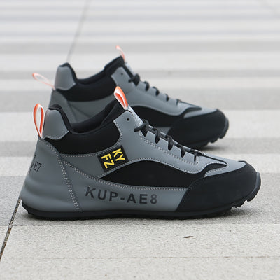 2024 High-Top Casual Fashion Sneakers for Men - All-Season Lace-Up Comfortable Soft Sole Running Shoes with Stripes and Graphics, Round Toe Fabric Sports Footwear