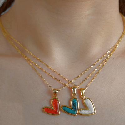 Set of 2 Cute Fashion Stainless Steel Pendant Necklace for Women, Heart Shape Design, Suitable for Valentine'S Day Gift, Elegant Necklace for Daily Party Decoration Fashion Accessories As a Gift