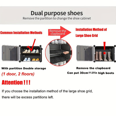 Expandable Shoe Rack with Doors - Portable Organizer for 8-60 Pairs of Shoes, Boots & Slippers - No Assembly Required