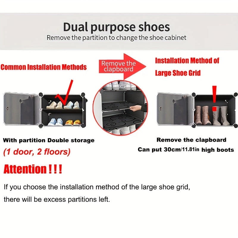 Expandable Shoe Rack with Doors - Portable Organizer for 8-60 Pairs of Shoes, Boots & Slippers - No Assembly Required