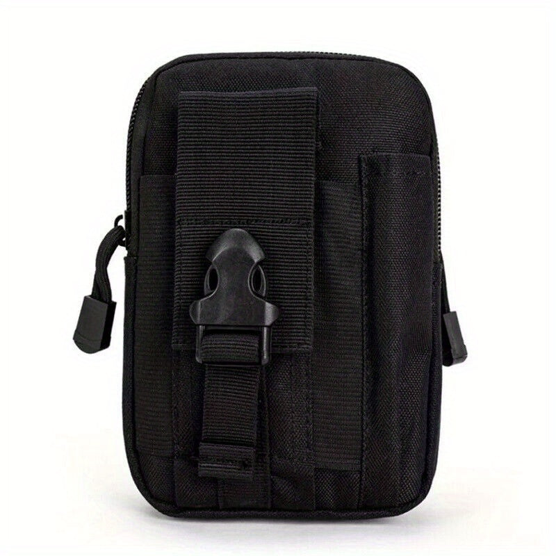 Tactical Fanny Pack with Adjustable Waist/Wrist/Arms Straps - Multi-Compartment Unisex Outdoor Sports Chest Bag for Phone, Keys, Tools - Durable Zipper Closure, Black, Secure Compartments