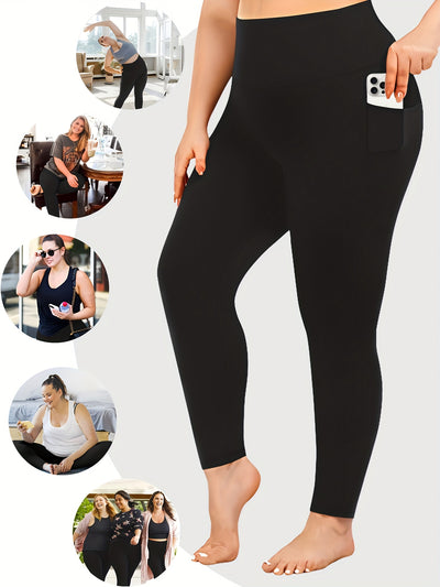 Women'S High-Waist Yoga Leggings with Side Pockets - Stretchy, Tummy Control, Sculpting Design, Black, Slim Fit, High Waisted, Perfect for Sports & Casual Wear, Workout Leggings | Slim Fit Leggings | High Waisted Legging