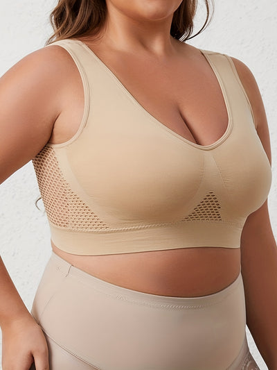 ZIMI COLLECTION Women's Plus Size High-Elasticity Sports Bra - Seamless Wireless Workout Top, Double Layer Support No Padding Needed, Non-Transparent Gym Yoga Running Bra for Everyday & Athletic Activities - All-Season Active