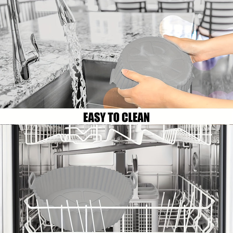 2 Pack Air Fryer Silicone Pot, Reusable Silicone Air Fryer Liners, Air Fryer Accessories, Kitchen Accessories Replacement For Disposable Parchment Paper Liner, Compatible With Ninja, Tower, COSORI