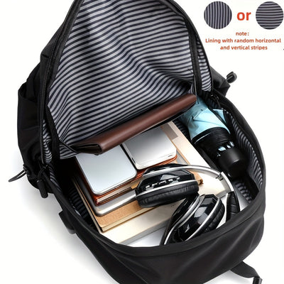 Men's Fashion Solid Color Simple Double Shoulder Backpack Lightweight Backpack Sports Travel Commuting Laptop Backpack Student Backpack