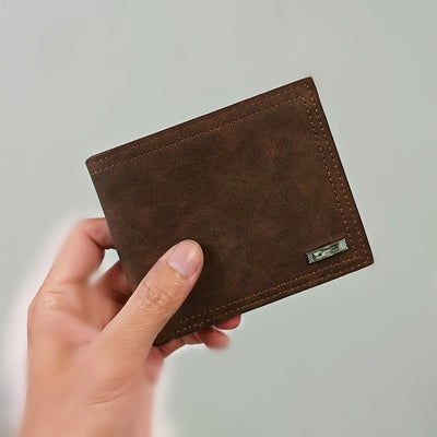 Men'S Slim Faux Leather Wallet - Stylish Black Compact Design with Multiple Card Slots, Cash Compartment & ID Holder - Perfect Gift for Him, Business Style, Everyday Use