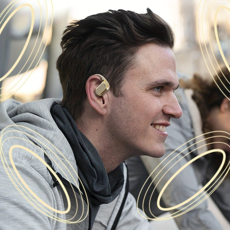 Open Ear Clip Headphones Wireless Non-In-Ear Hanging Sports Headphones for Running, Cycling and Car Use E-Sports Gaming Music Headphones with Long Standby Time Large Capacity Charging Case Smart Digital Display