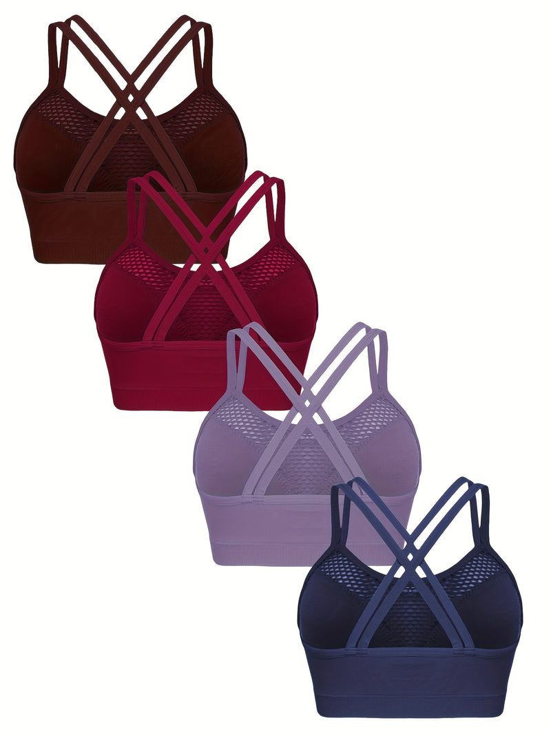 Set of 4 Popular Casual Sports Vests, Wireless, Supportive, Plus-Size Sports Bras.