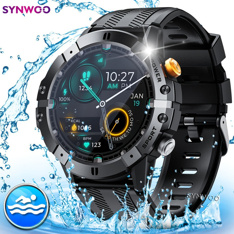 [Smart Watch] 1.52" Synwoo Smart Watch, Touchscreen Outdoor Sports Watch | 410mAh Battery, Pedometer, 100+ Exercise Modes, Camera Control, Weather Forecast, Swimming Mode, Black Strap, Outdoor Fitness Gear