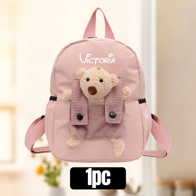 حقيبة ظهر ANLEWO على شكل دب تيدي شخصي مع اسم مخصص - حقيبة ظهر قطيفة لطيفة مع فتحات على شكل قلب وأشرطة قابلة للتعديل، وإغلاق بسحاب، حقيبة مدرسية خفيفة الوزن للبنات والأولاد وهدايا عيد الميلاد (وردي، أزرق، أحمر، أخضر، أسود، أصفر)