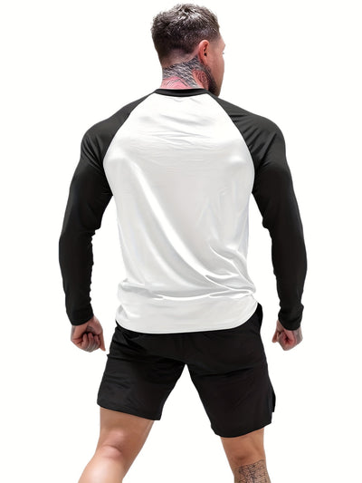 Men's Athletic Compression Long Sleeve T-Shirt - Quick-Dry, Breathable, with Graphic Print, Crew Neck, Stretch Fabric - Ideal for Running, Gym & Sports Activities, Gym Clothes