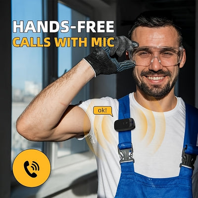 1pc IPX5 Wireless Speaker with Built-in Mic, 18H Playtime, USB-C Charging, Clip-On Mini Portable Design for Sports/Work/Cycling - Smart Voice Assistant, Black, Handsfree Music | Compact Clipon | Textured Surface, Speaker