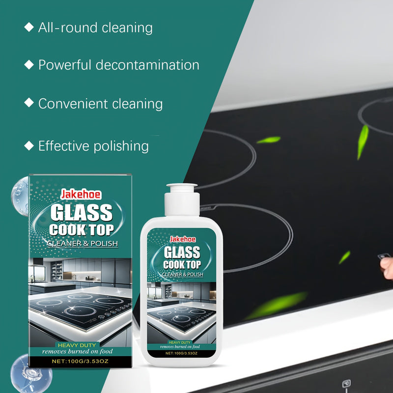 Glass Stovetop Cleaner Polishing Agent, Citric Acid Based, Residue Free, for Household Kitchen, Electric Ceramic Stovetop, Glass Cooktop, Induction Cooktop, Ceramic Hob, Electric Stovetop Panel