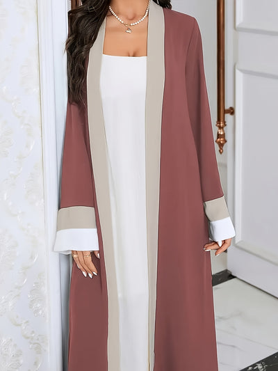 Women'S Elegant Islamic Abaya Dress - Long Sleeve Open Front Maxi Robe, Formal & Everyday Muslim Gown, All-Season Modest Islamic Clothing for Ramadan, Travel, Home - Elegant Religious Attire, Muslim Dress, Modest Apparel, Sop