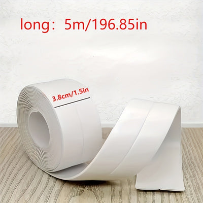1 Roll (5m/16.4ft) Super Sticky Waterproof Self-Adhesive Seal Strip Tape - Heavy Duty, No Tools Needed, for Bathroom, Kitchen, Toilet, Sink, Shower, Bathtub, Appliances - Leakproof, Dustproof - Ideal for DIY &, Home Improveme