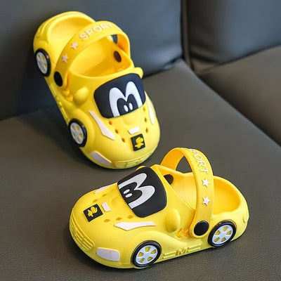 Boys' Car Design Clogs, Slip-on Closed Toe Sandals, Soft Sole Walking Shoes, Outdoor Shoes Beach Sandals