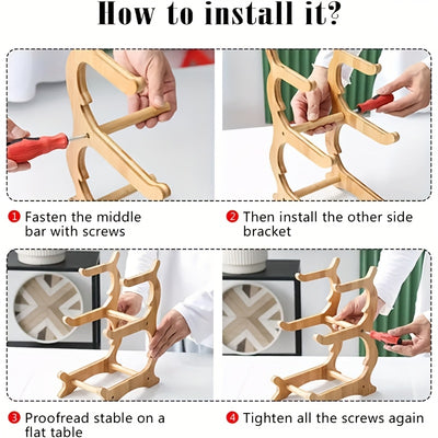 2/3-Tier Fruit Basket with Wooden Stand - Kitchen Organizer for Fruits & Vegetables,Home decor,fruit basket for kitchen counter,Large-Capacity Layered Fruit Basket,European-Style Dried Fruit Tray, Bamboo Wooden Rack Household