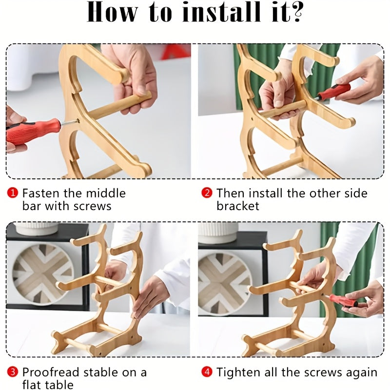 2/3-Tier Fruit Basket with Wooden Stand - Kitchen Organizer for Fruits & Vegetables,Home decor,fruit basket for kitchen counter,Large-Capacity Layered Fruit Basket,European-Style Dried Fruit Tray, Bamboo Wooden Rack Household