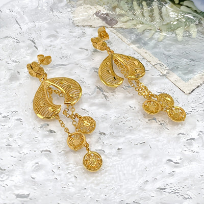 2025 New Bohemian 2pcs Hollow Flower Tassel Earrings and Necklace Elegant Ladies Jewelry Set, Perfect for Dubai Bridal Wedding Anniversary Gift, Valentine's Day, Christmas Eid, Daily Present for Wife, Family, Girlfriend