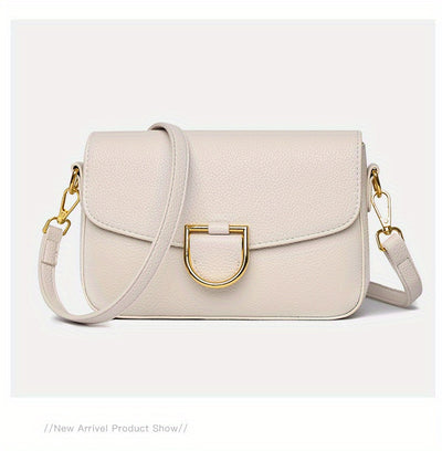 1pc Women's Top-Grain Cowhide Leather Crossbody Bag - Minimalist Square Design with Golden-Tone Hardware, Adjustable Strap & Zipper Closure, Beige/Tan/Black/Green - Casual Everyday Purse for Commuting, Work & Travel, Durable