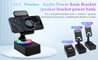 Wireless Speaker with Phone Holder, Stereo Sound, Mobile Phone Stand, Speaker with Non-Slip Base, Subwoofer Speaker - Perfect for Indoor and Outdoor Use, Desktop, Party - Ideal Gift for Family, and Friends - Suitable gifts fo