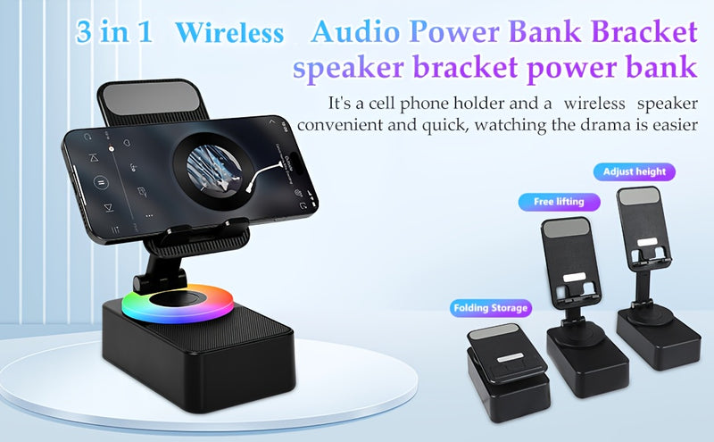 Wireless Speaker with Phone Holder, Stereo Sound, Mobile Phone Stand, Speaker with Non-Slip Base, Subwoofer Speaker - Perfect for Indoor and Outdoor Use, Desktop, Party - Ideal Gift for Family, and Friends - Suitable gifts fo