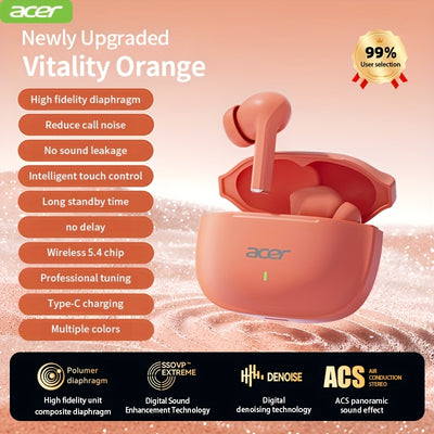 ACER OHR504 Wireless Headphone, Super Long Standby, Wireless Earphone Hi-Fi Stereo Sound, Smart Call Noise Cancellation, Gaming Mode Low Latency,  Comfortable Fit for Travel, Sports, Work, Study, Game, Multi-Device, Ideal Chr