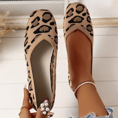 Women's Breathable Knit Slip On Shoes, Casual Square Toe Outdoor Shoes, Lightweight & Comfortable Shoes