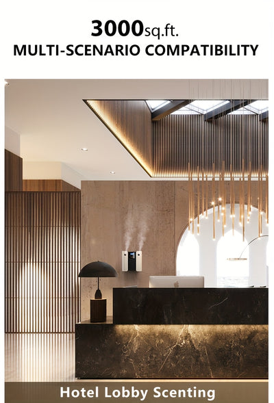 Waterless Essential Oil Diffuser for Home & Hotel, Spa, Office – Max 3000 sq ft Coverage, 2*160ml Capacity, Hotel Series Nebulizing Diffuser with Intelligent Aroma Air Dispersion, Wall-Mountable Design, Ultra-Quiet 35dB Whi