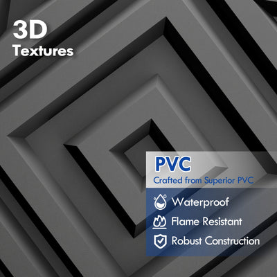 33pcs 3D Diamond Illusion Wall Panels, PVC Material, 29.97cm x 29.97cm, Black & White Geometric Design for Modern Living Room, Bedroom, Kitchen, and TV Wall Accents, Room Decor